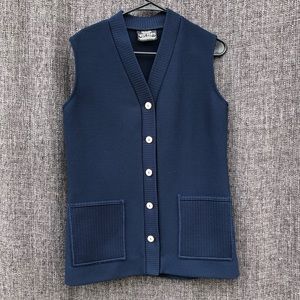 Vintage navy blue sweater vest, Hedy Knits